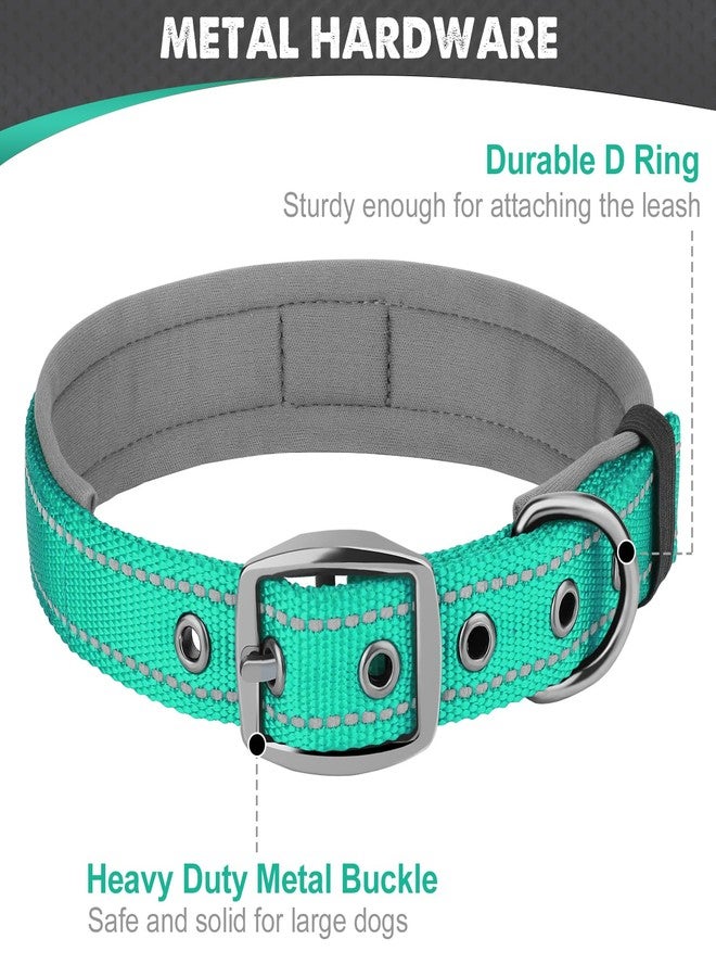 Joytale Dog Collar for Large Dogs, Neoprene Padded and Adjustable, Reflective Wide Heavy Duty Pet Collars with Durable Metal Belt Buckle for Walking, Teal, L - Image 5